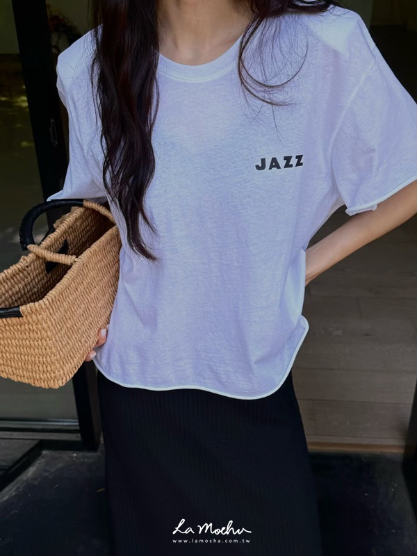 不修邊JAZZ字母上衣